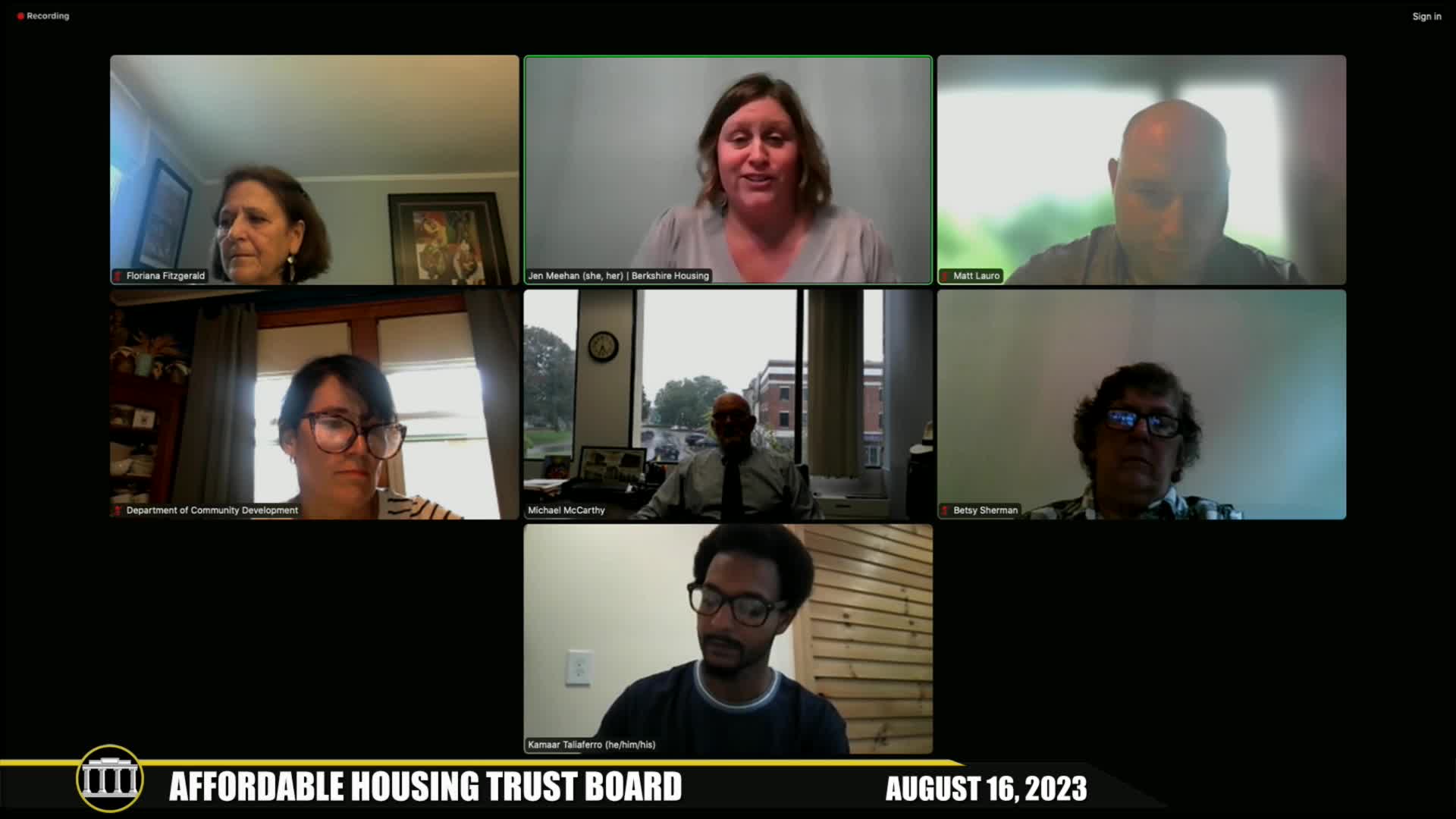 Pittsfield Affordable Housing Trust Board - August 16, 2023